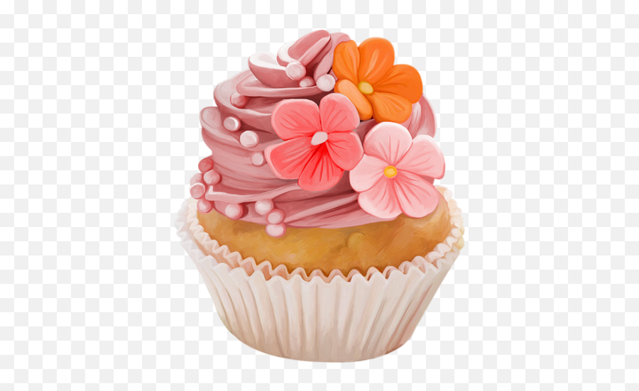 Cupcake Fleurs Dessin Couleur Png - Pastel Cupcake Png Cupcake,Pasteles Png