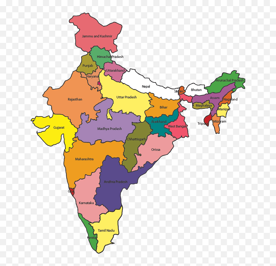 Download India Indian Map - Only States Of India Png,India Png