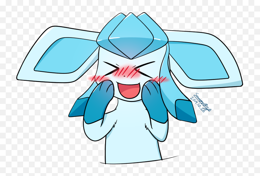 Glaceon Blushing U003eu003c Eevee - Glaceon Blushing Png,Blushing Png