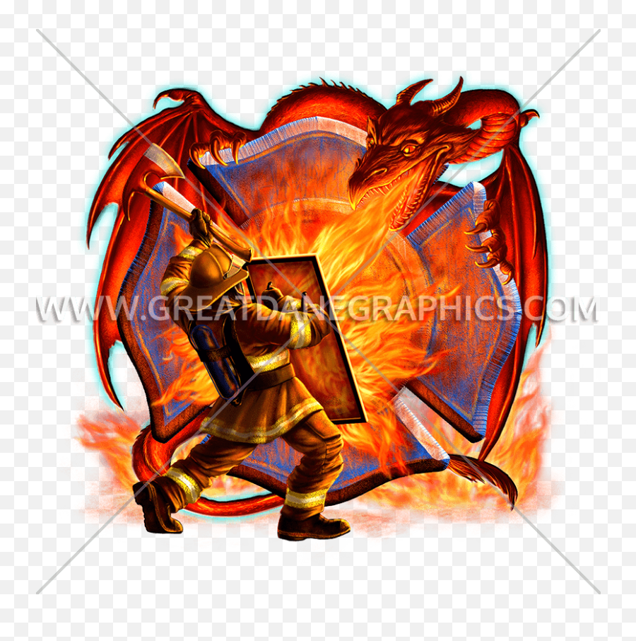 Fire Dragon Production Ready Artwork For T - Shirt Printing Fireman Dragon Png,Fire Dragon Png