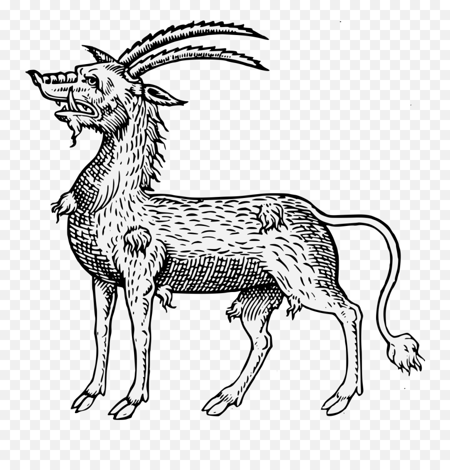 Antelope - Traceable Heraldic Art Medieval Bestiary Png,Antelope Png
