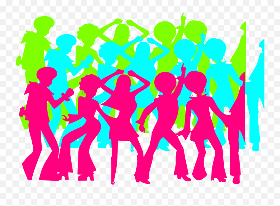Colorful People Silhouettes In A Disco Free Image - Disco Dance Party Clipart Png,People Silhouettes Png