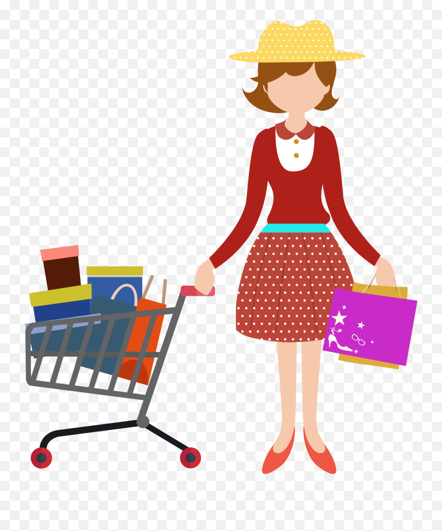 Cart Computer Icons Clip Art Cartoon Woman - People Shopping Png,Cartoon Woman Png