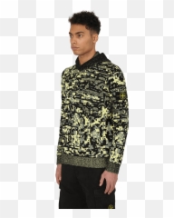Digital Camo Hooded Zip Cardigan - Long Sleeve png