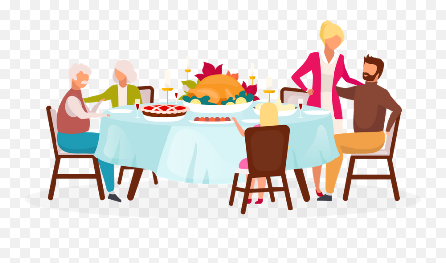 Best Premium Family Dinner With Turkey Illustration Download - Thanksgiving Day Illustration Png,Vector Icon Harvest Dinner