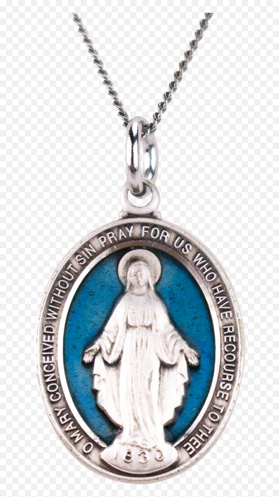 Amm - N250 Miraculous Medal With Blue Background And Chain Png,Medal Transparent Background