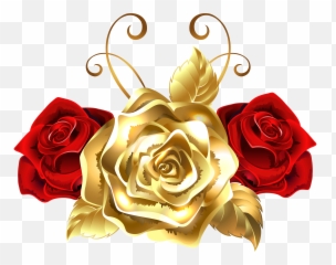 Gold And Red Roses Png Clip Art Image