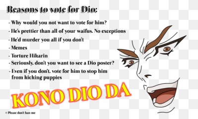 Kono Dio Da Xdd You Expected Banana Lol, But It Was - Jojo's Bizarre  Adventure Dio Pose - Free Transparent PNG Clipart Images Download