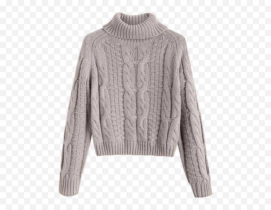 Turtleneck Cropped Cable Knit Sweater - Turtleneck Sweater Png,Sweater Png