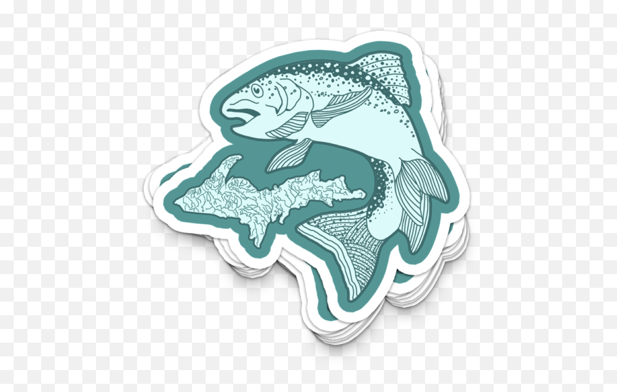 Download Upper Peninsula Trout Fishing Michigan Fisherman - Automotive Decal Png,Trout Png