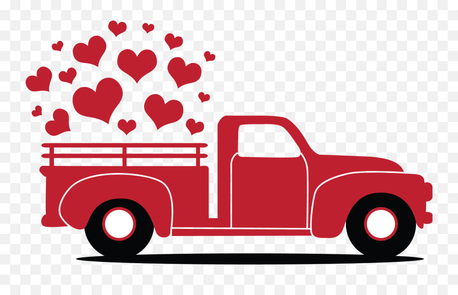 Valentine Red Truck - Old Red Truck Clipart Png,Red Truck Png