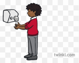 Boy Drying Hands Illustration - Twinkl Child Cartoon png