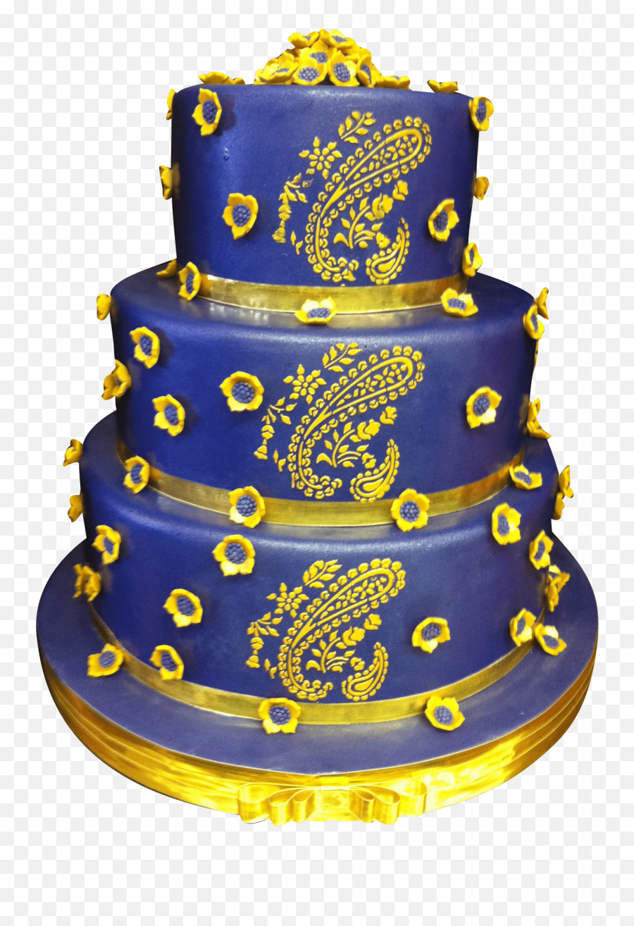 Gold Paisley Wedding Cake - Yellow Cake And Blue Birthday Cake Png,Wedding Cake Png