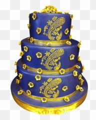 Gold Paisley Wedding Cake - Yellow Cake And Blue Birthday Cake Png,Wedding Cake Png