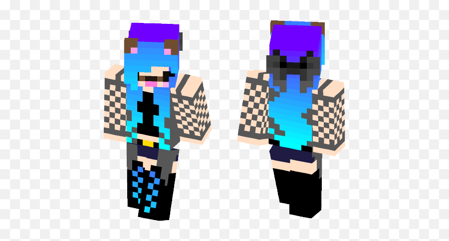 Cute Blue Haired Dog Filter Girl - Minecraft Skins Demon Girl Png,Transparent Dog Filter