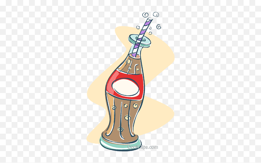 Soda Bottle With Straw Royalty Free Vector Clip Art - Soda Bottle With Straw Clipart Png,Coke Bottle Transparent Background
