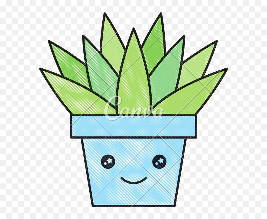 Png Kawaii Potted Plant Cartoon Happy - Clip Art,Plant Cartoon Png