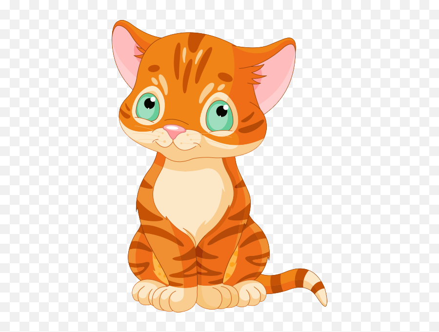 Wide Eyes Orange Cat Cartoon Png - Cat Clip Art Transparent Background,Orange Cat Png