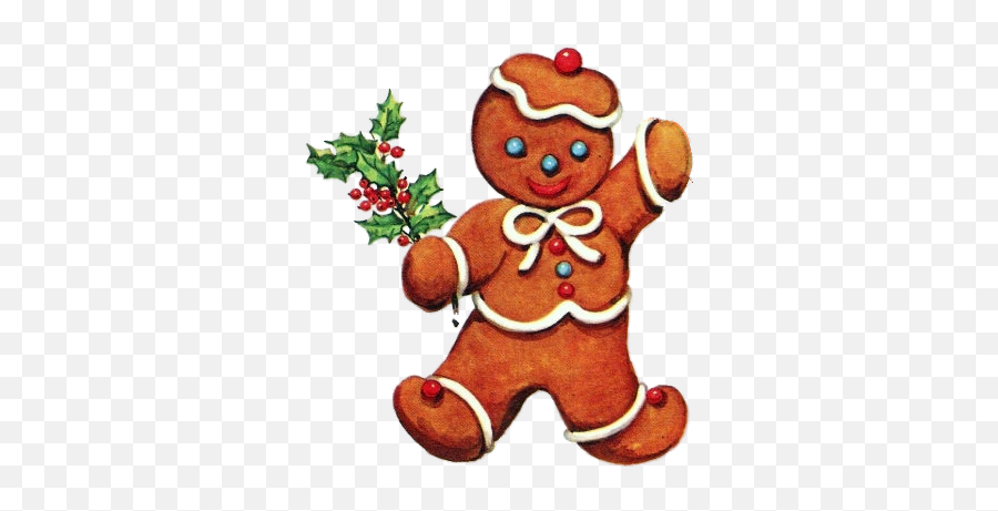 Gingerbread Clipart Vintage - Vintage Christmas Gingerbread Cartoon Png,Gingerbread Man Png