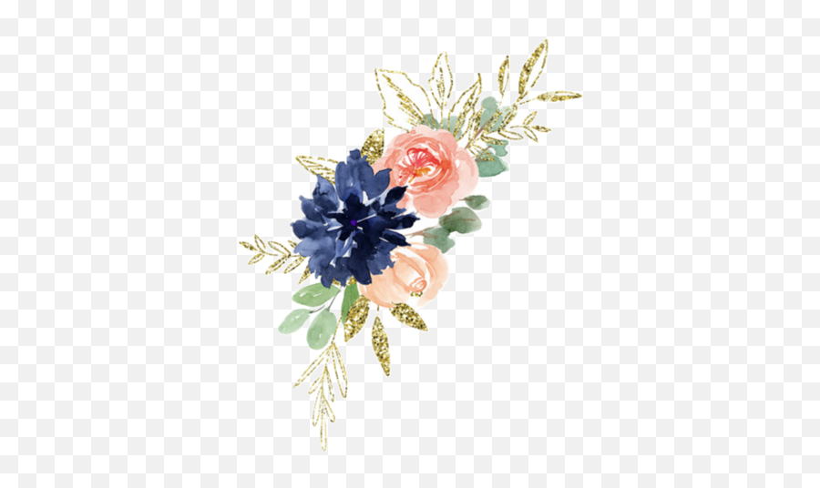 Watercolor Flowers Floral Sticker By Stephanie - Blue And Peach Watercolor Flowers Png,Watercolor Floral Png