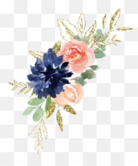 Watercolor Flowers Floral Sticker By Stephanie - Blue And Peach Watercolor Flowers png