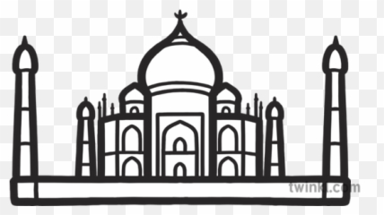 Taj Mahal Map Icon Landmark India Eyfs Black And White Rgb - Taj Mahal Clipart Black And White Png,Taj Mahal Png