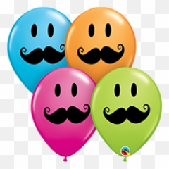 11 Inch Latex Rnd Ass Prt Smile Face Mustach 50ctp - Globos Decorados Con Bigotes Png,Mustach Png