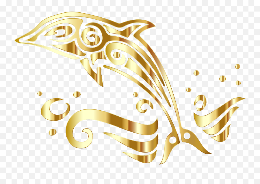 Download Dolphin Clipart Tribal - Transparent Background Dolphin Gold Logo Png,Dolphin Transparent Background