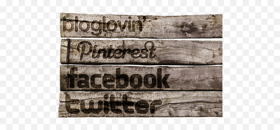 Free Wooden Social Media Icons - Horizontal Png,Bloglovin Social Media Icon