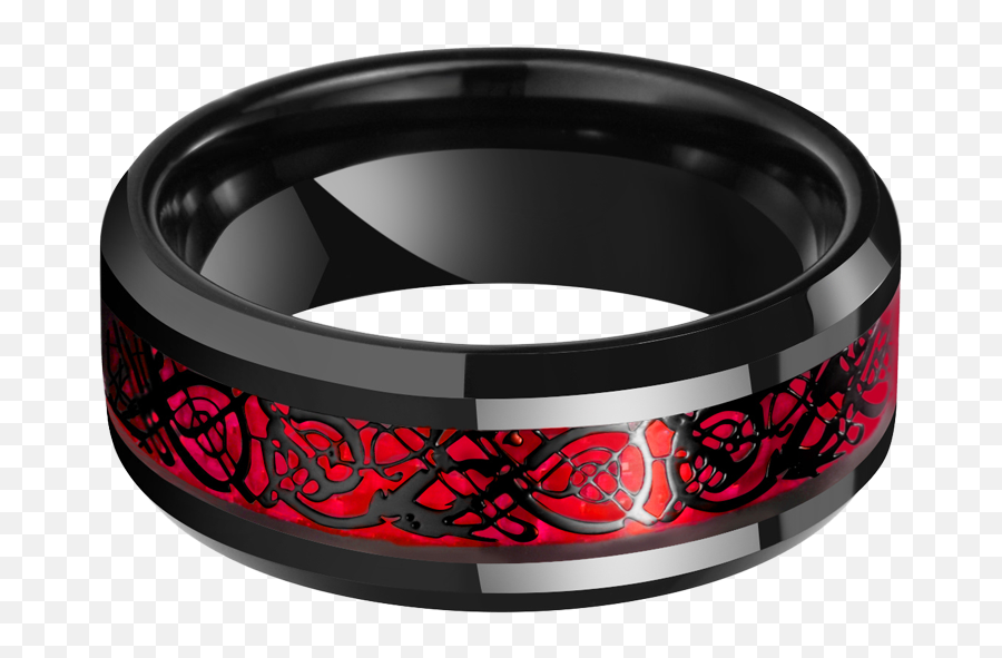 King Will Dragon 8mm Polished Ring Of Red Fibre U0026 Black Png