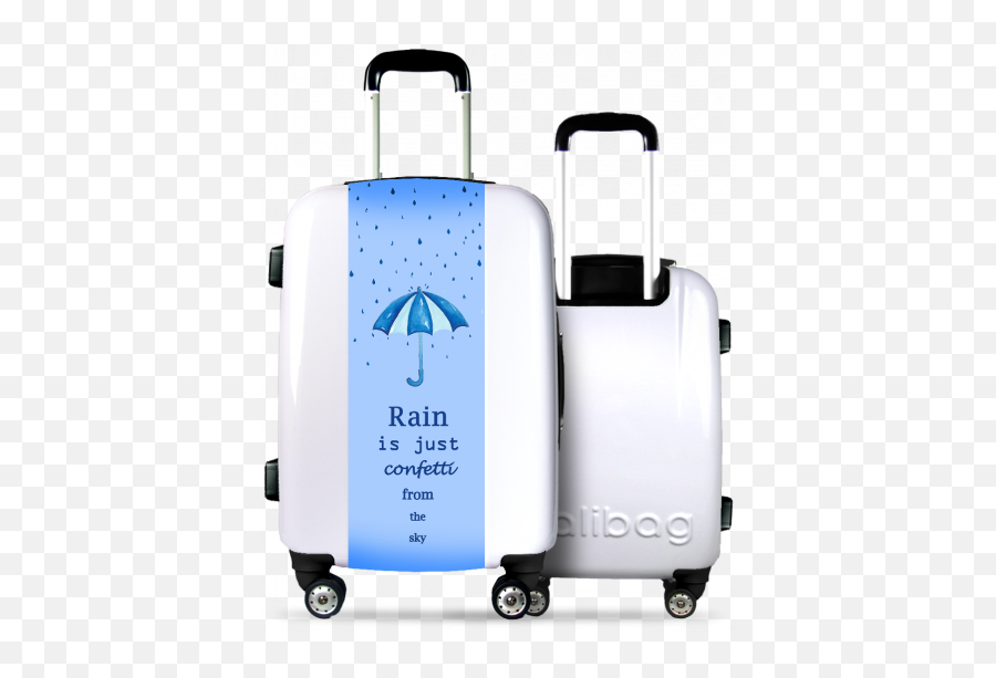 White Suitcase Rain And Confetti - Calibag Calibag Suitcases Valise Blanche Png,White Confetti Png