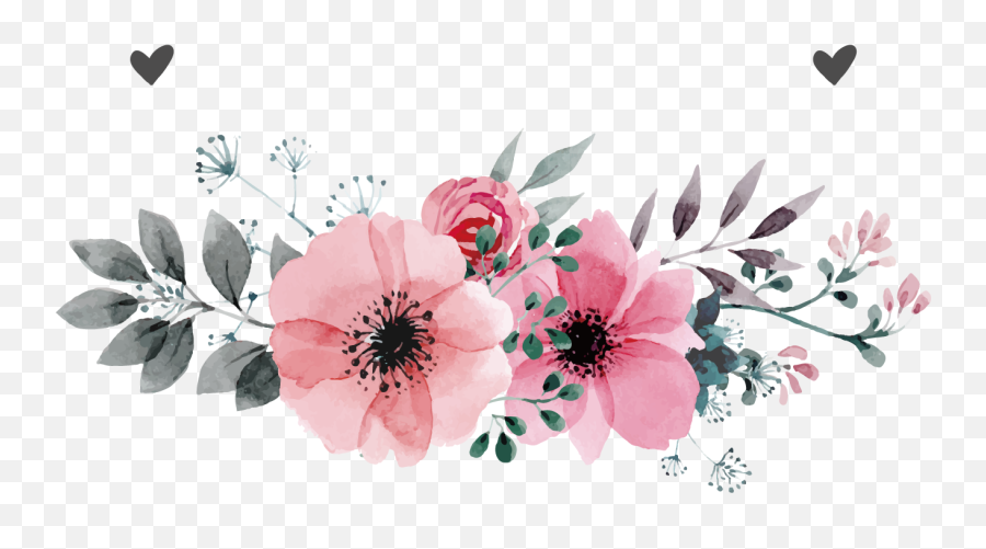 Flower Painting Vector Flowers - Aesthetic Pink And White Background Png,Flower Vector Png