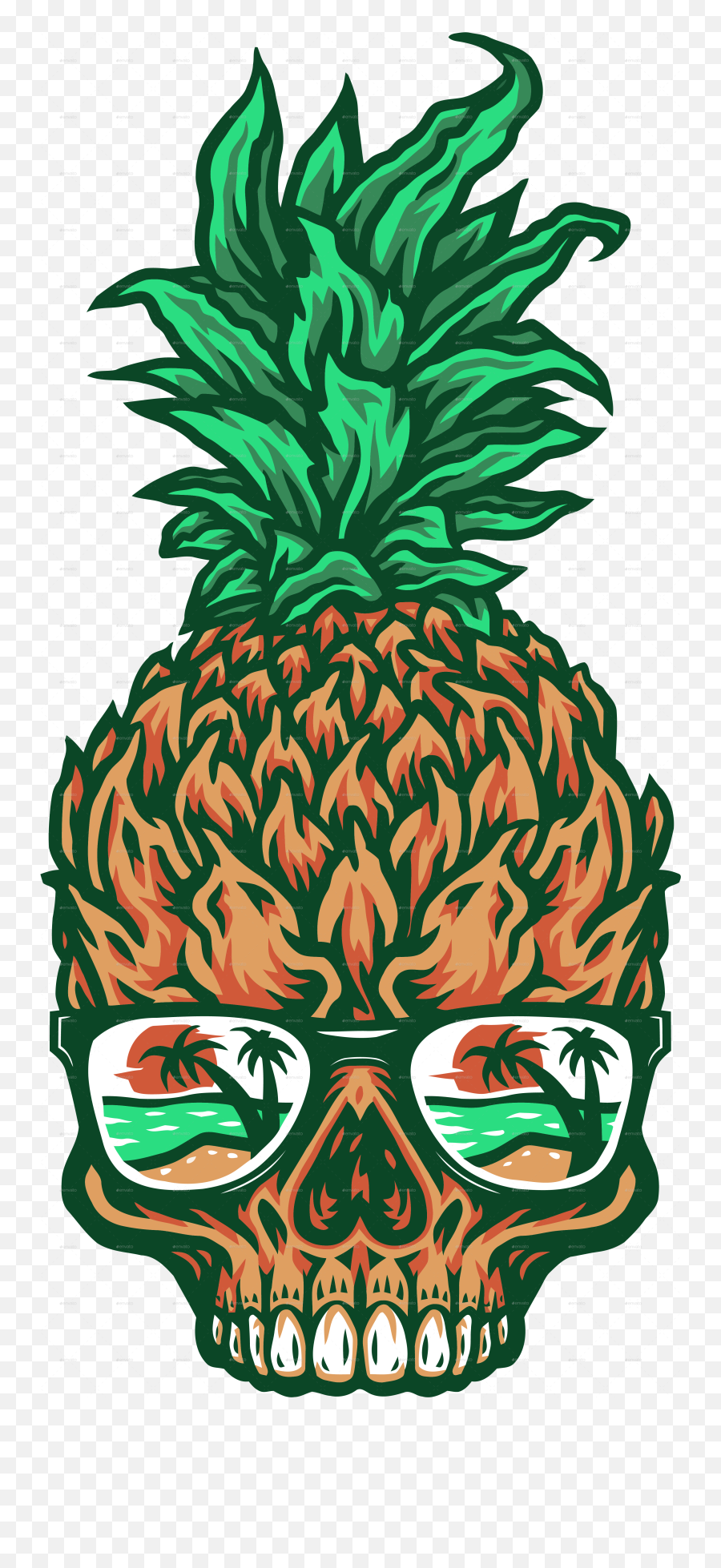 Pineapple Skull - Pineapple Graphic Png,Pineapple Transparent Background