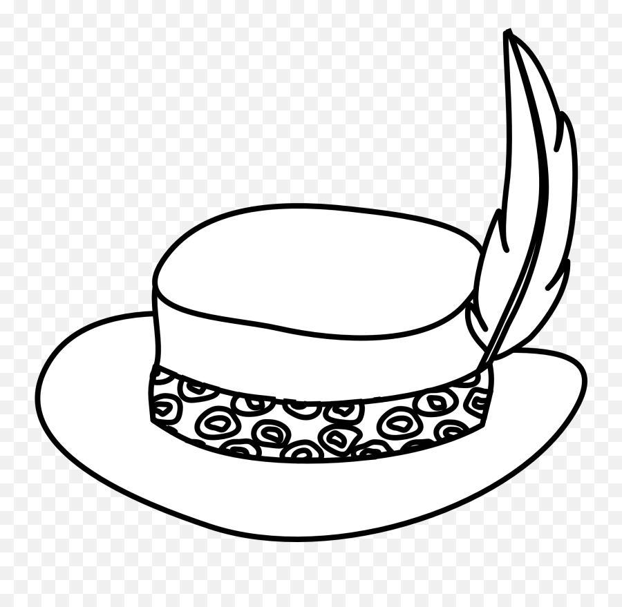 Black And White Drawing Of The Hat With Feather - Outline Image Of Hat Png,Feather Drawing Png