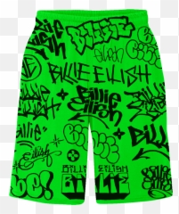 Billie Eilish Launched Capsule Collection With Freak City - Green Graffiti Shorts png