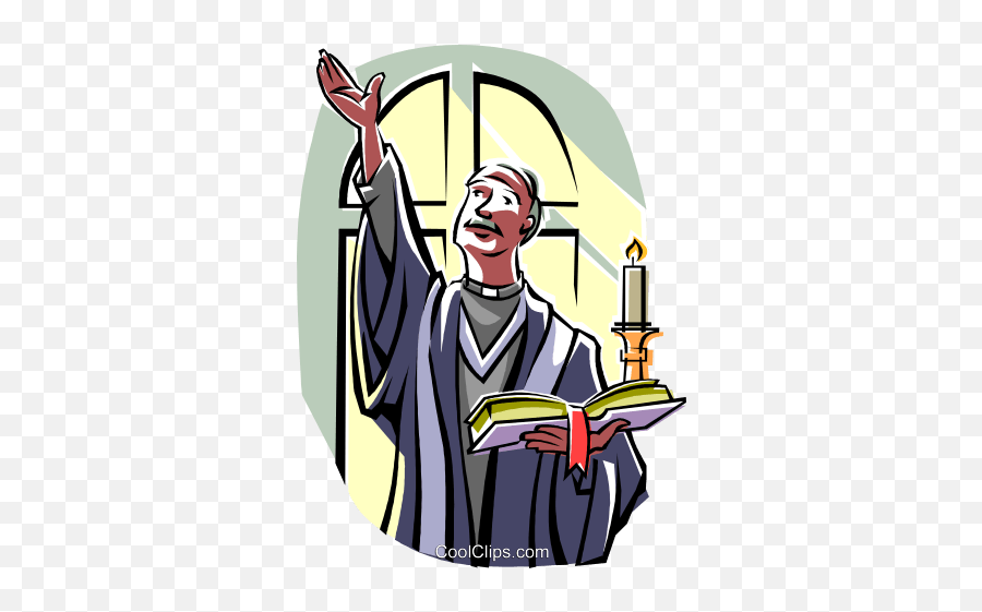 Priest With Bible Royalty Free Vector - Pastor Is Preaching Clipart Png,Bible Clipart Png