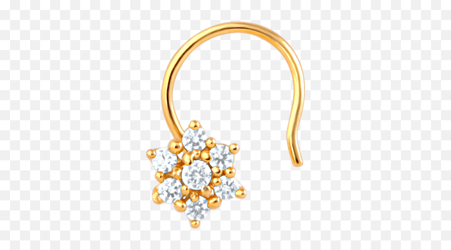 Gold Plated Daisy Bloom Nose Rings - Cubic Zirconia Png,Nose Ring Png