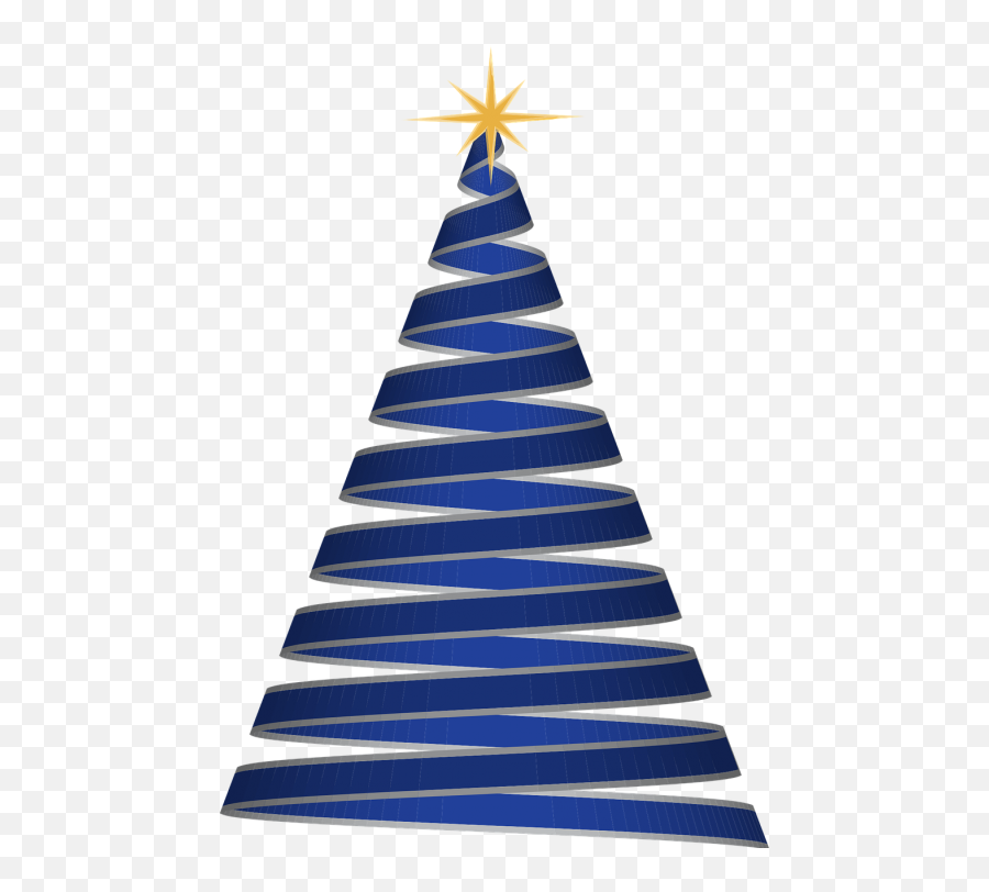 Christmas Tree Ribbon Blue - Blue Christmas Tree Vector Png,Christmas Tree Vector Png