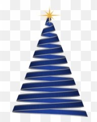 Christmas Tree Ribbon Blue - Vector Png