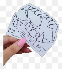 Sticker Girl Girlpower Girlsbiteback Jaws Mouth Teeth - Drawing Png,Back Of Hand Png