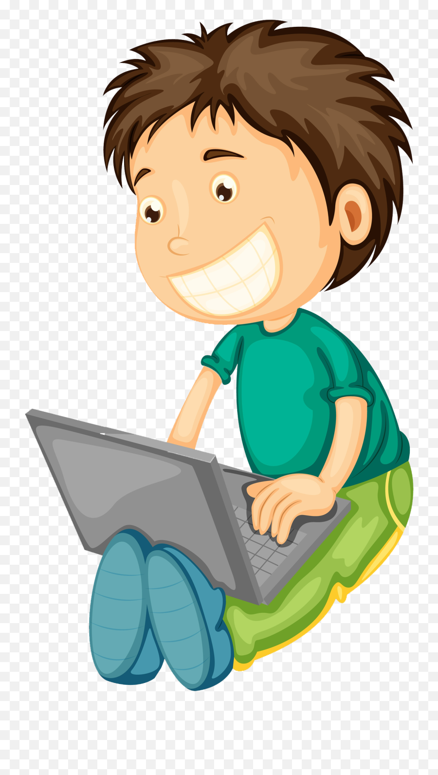 Download Free Png Computer Boy Clipart - Child With Laptop Clipart,Computer Clipart Png