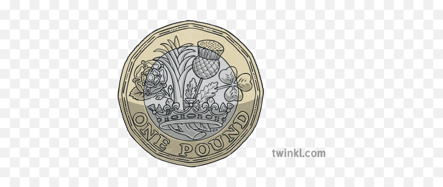 One Pound Coin Illustration - Drawing Png,Pound Logo