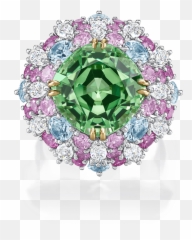 Winston Candy Tsavorite Garnet Ring With Sapphires - Harry Rings png
