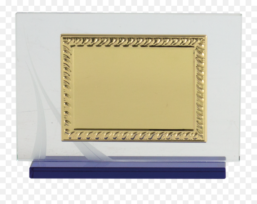 Tribute Rectangular Glass Plate With Gold And Silver Frame Carved Column - Metal Png,Silver Frame Png