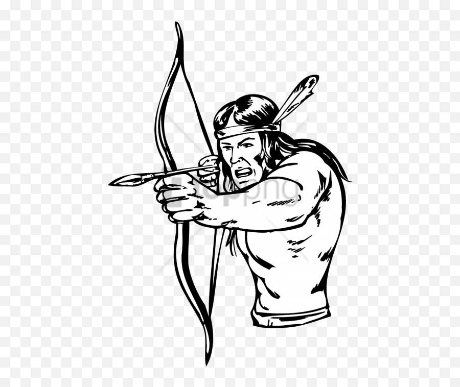 Bow And Arrow Drawing Free Download - Drawing Of A Native American Png,Bow And Arrow Transparent