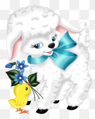 Transparent Easter Lamb And Chicken Png - Chicken Easter Clipart Png,Lamb Png