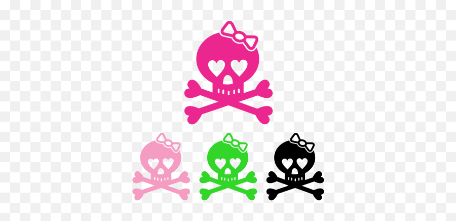 Skull With Bow Decal - Skull And Crossbones Girly 400x400 Skull And Crossbones With Bow Png,Crossbones Png