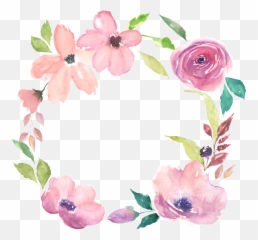Download Hd Watercolor Flowers Hand Drawn Wreath Decorative - Happy Easter With Flowers Png,Watercolor Flowers Transparent Background