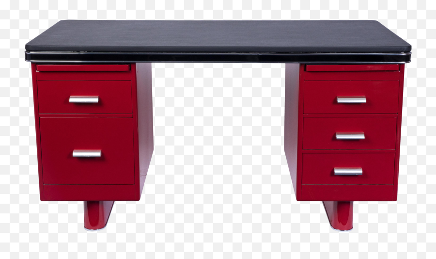 Wonderful Art Deco Metal Desk By Bauhaus - Art Deco Desk Red Png,Desk Png