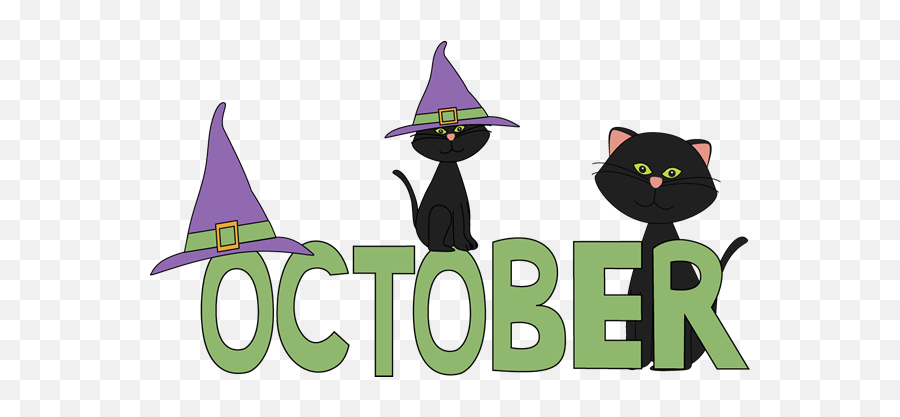 October Black Cats Clip Art Image - Clipartix Clip Art Word October Png,Cat Clipart Transparent